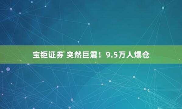 宝钜证券 突然巨震！9.5万人爆仓