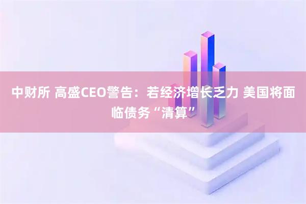 中财所 高盛CEO警告：若经济增长乏力 美国将面临债务“清算”